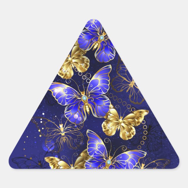 Adesivo Triangular Composição com Borboletas Safira (Frente)