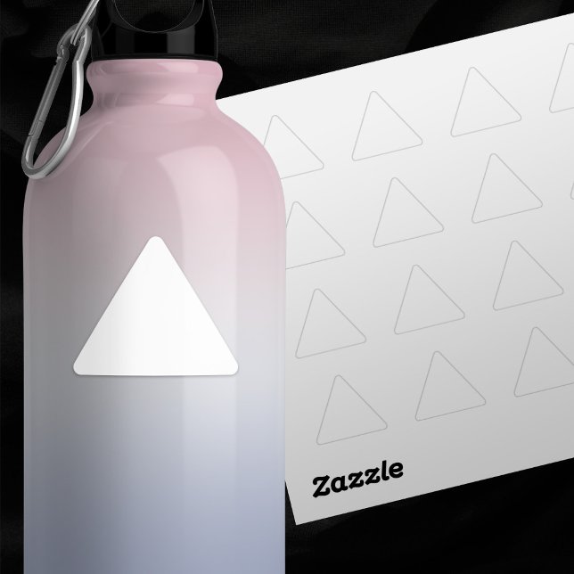 Adesivo Triangular Conjunto simples de Casamento branco de 1,5" com 2 (Triangle blank wedding sticker on waterbottle. Comes in a set of 20.)
