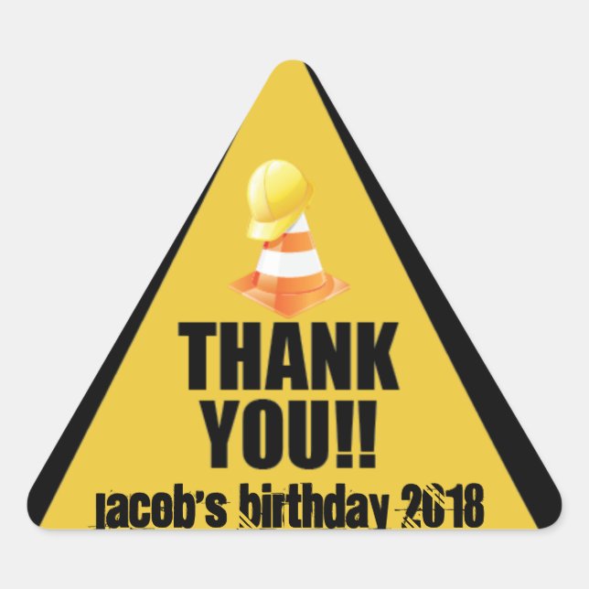 Adesivo Triangular Construção - Obrigado Stickers (Frente)