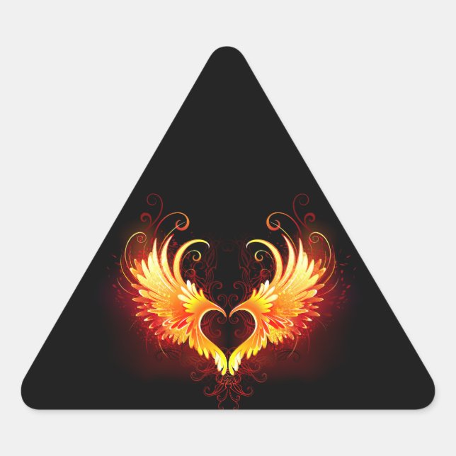 Adesivo Triangular Coração de Fogo Angelical com Asas (Frente)