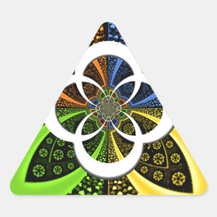 Adesivo Triangular Corações amarelo azul iridescentes