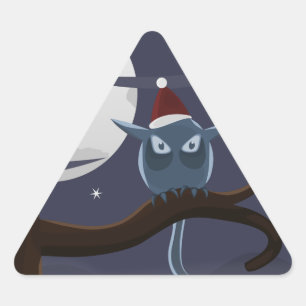 Adesivo Triangular coruja de natal assustadora