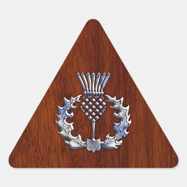 Adesivo Triangular Cromo Como Mahogany Madeira Cinza Escocesa (Frente)
