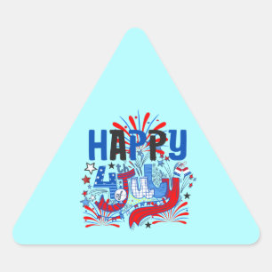 Adesivo Triangular Desenho de Celebração Patriótica do 4 de Julho Fel