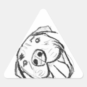 Adesivo Triangular desenho pitbull simples amantes de cães preto bran