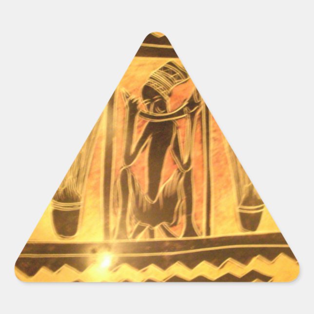 Adesivo Triangular Design de Arte Étnica da África ouro (Frente)