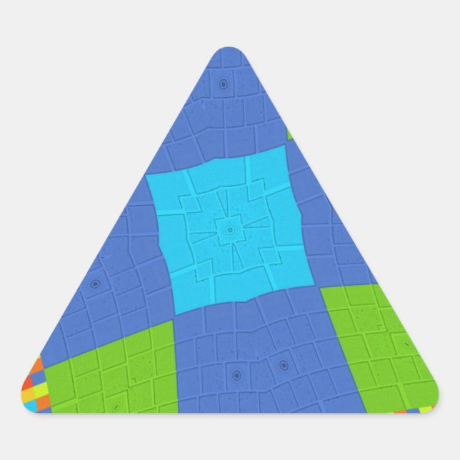 Adesivo Triangular Design de Impressão de Arte Ciana Azul Belo e Belo (Frente)