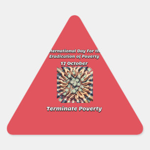 Adesivo Triangular Dia Internacional para a Erradicação da Pobreza.