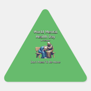 Adesivo Triangular Dia Mundial da Saúde Mental. Não precisa ficar soz