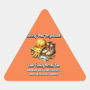 Adesivo Triangular Dia Mundial da Segurança e da Saúde no Trabalho