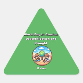 Adesivo Triangular Dia Mundial de Combate à Desertificação e à Seca.
