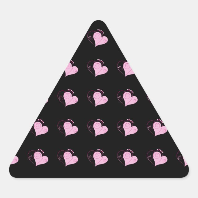 Adesivo Triangular Doce Namorados Feliz Adorava Corações Suaves Rosa (Frente)
