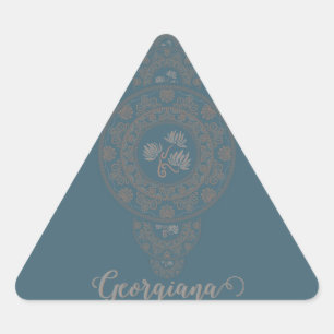 Adesivo Triangular Dourado personalizado Rococo Lotus Mandala Ornamen
