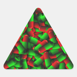 Adesivo Triangular drogas de pílulas verdes vermelhas