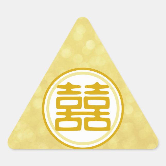 Adesivo Triangular Dupla Felicidade Dourada Sparkle - Redonda (Frente)