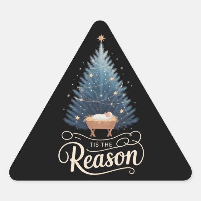 Adesivo Triangular É a Razão Bíblia Cristã Religiosa de Natal (Frente)