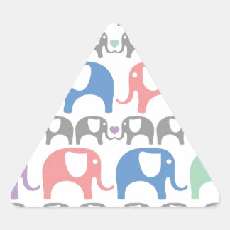 Adesivo Triangular Elephant Love Soft Pastel Patterno com corações