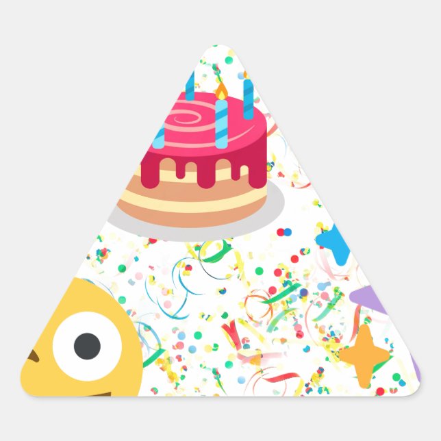 Adesivo Triangular emoji de feliz aniversário (Frente)