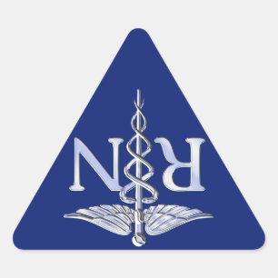 Adesivo Triangular Enfermeira registrada RN Silver Caduceus Marinho B