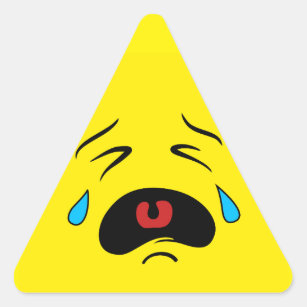 Adesivo Triangular Engraçado Emoticon Super Sad Face Chorando Emoji