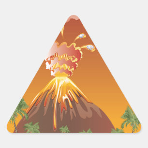 Adesivo Triangular Erupção 2 do vulcão de desenho animado