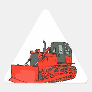 Adesivo Triangular Escavadora vermelha grande