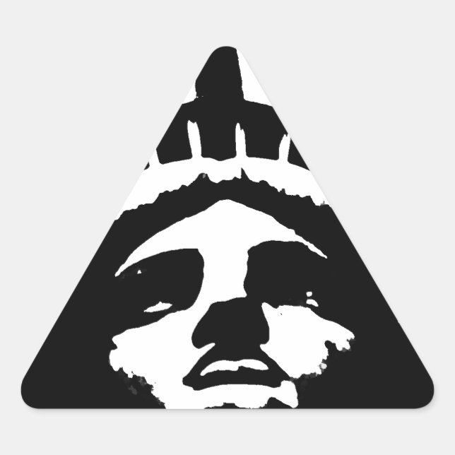 Adesivo Triangular Estátua de Pop de Arte Negra e Branca da Liberdade (Frente)
