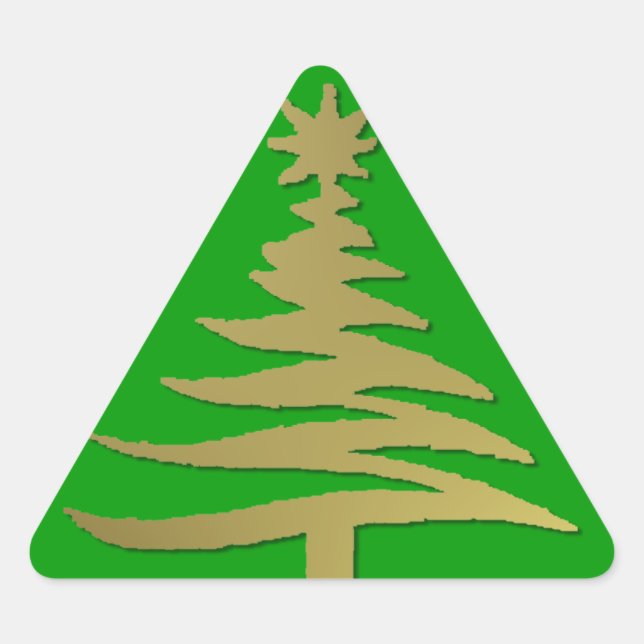 Adesivo Triangular Estêncil de Árvore de Natal Dourado (Frente)
