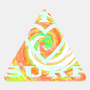 Adesivo Triangular Eu adoro Surf: Belo Floral com Legal Arte de Texto