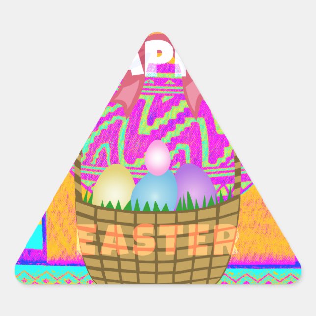 Adesivo Triangular Faca de Páscoa inspirada na África Ocidental e art (Frente)