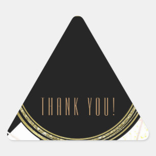 Adesivo Triangular Favor de Festa Moderno Glam Deco Preto Branco Dour