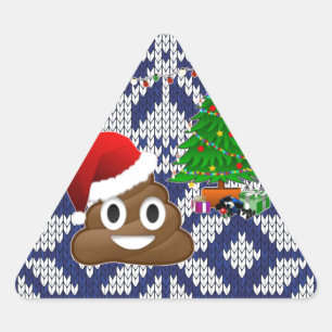 Adesivo Triangular feio cocô de suéter de Natal emoji