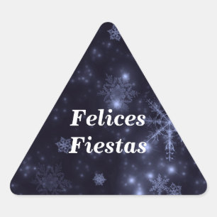 Adesivo Triangular Felices Fiestas Snowflakes Midnight Blue Stickers