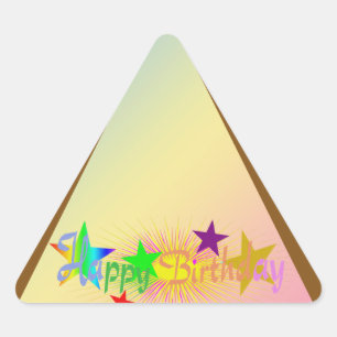Adesivo Triangular Feliz Aniversário e Estrelas -