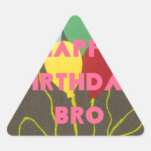 Adesivo Triangular Feliz Aniversário Irmão Impressão de Arte