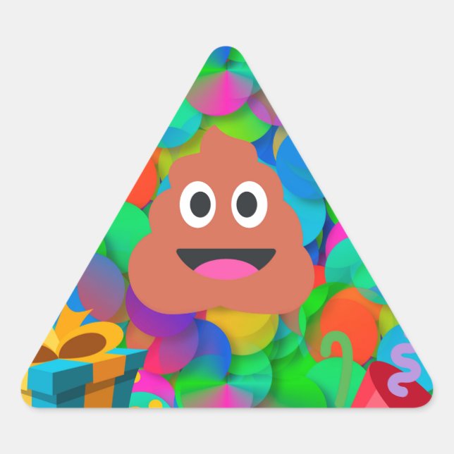 Adesivo Triangular feliz cocô de aniversário emoji (Frente)