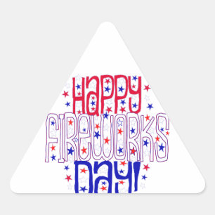 Adesivo Triangular Feliz dia dos fogos de artifício! Com estrelas br