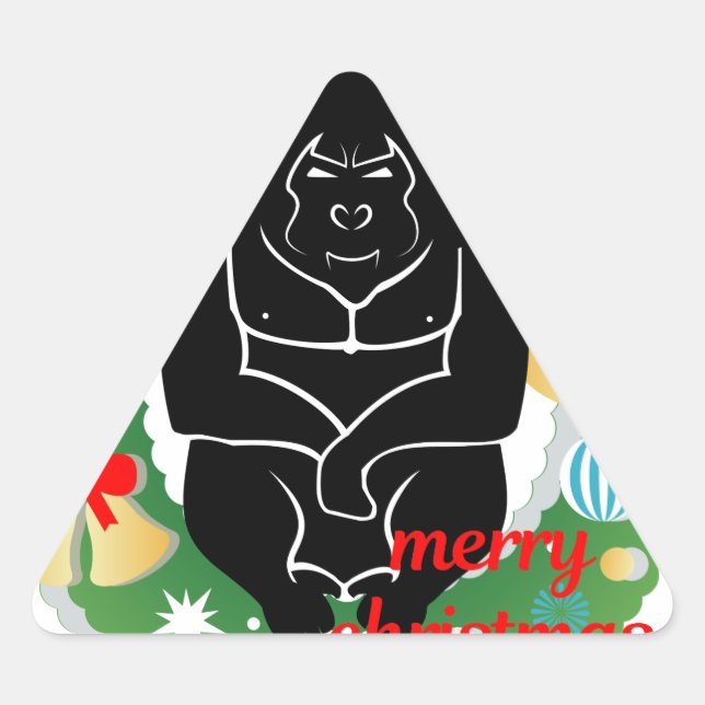 Adesivo Triangular Feliz gorila de natal (Frente)