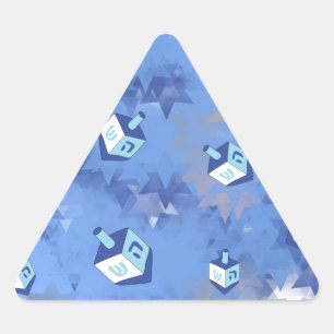 Adesivo Triangular Feliz Hanukkah Estrela Cadente e Piões de Hanukkah