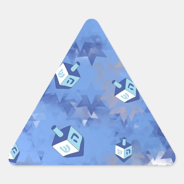 Adesivo Triangular Feliz Hanukkah Falling Star e Dreidels (Frente)