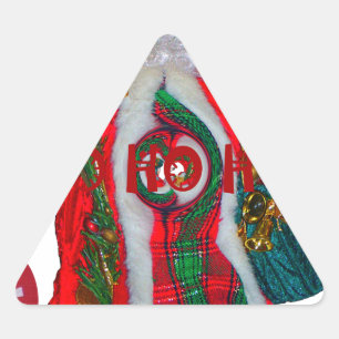 Adesivo Triangular Feliz Natal Colorful Santa Claus Art Impressão