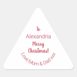 Adesivo Triangular Feliz Natal da mãe e Pai mínimo