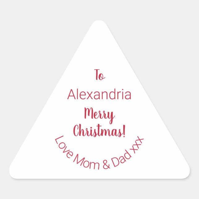 Adesivo Triangular Feliz Natal da mãe e Pai mínimo (Frente)