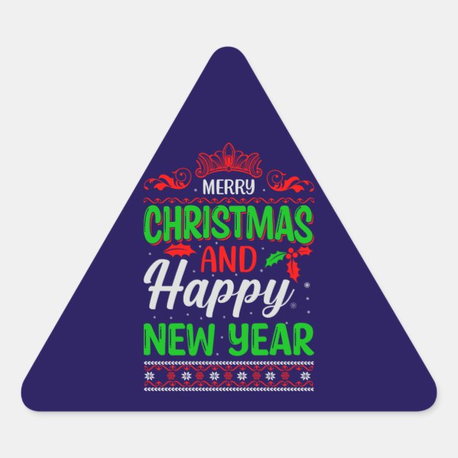 Adesivo Triangular Feliz Natal E Feliz ano novo-61064 (Frente)