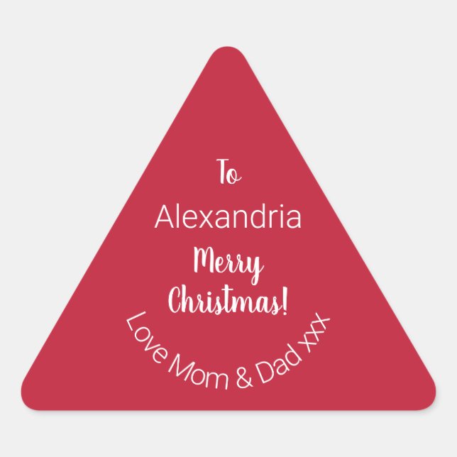 Adesivo Triangular Feliz Natal Personalizado Da Mãe E Pai (Frente)