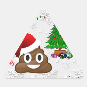 Adesivo Triangular feliz natal poo emoji