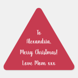 Adesivo Triangular Feliz Natal Simples da Mamãe Vermelho e Branco