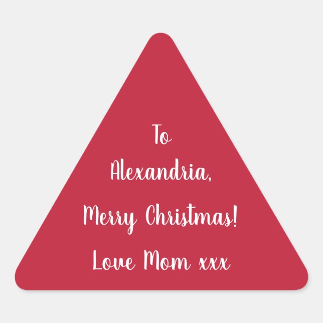 Adesivo Triangular Feliz Natal Simples da Mamãe Vermelho e Branco (Frente)
