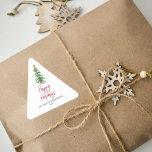 Adesivo Triangular Feriado de Natal da Árvore de Pinheiros com Aquare<br><div class="desc">Celebre o Natal em estilo este ano com estes adesivos de Natal de pinheiros com a moda d'água. Esses adesivos são perfeitos para empacotamento de presentes ou adição a envelopes de cartões de feriado e itens correspondentes podem ser encontrados na coleção.</div>