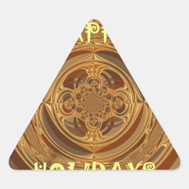 Adesivo Triangular Feriados Felizes Círculo Impressão/Design (Frente)